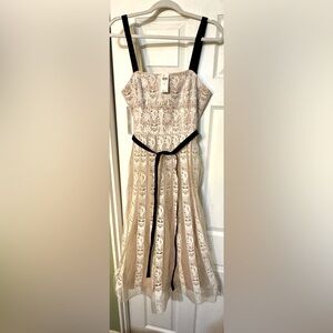 Anthropologie Mare X Elegant Lace Dress with Black Accents